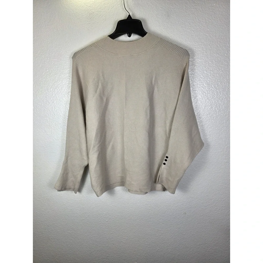 Philosophy Republic Clothing Ribbed Dolman Sweater Pale‎ Platinum Size 1X Button